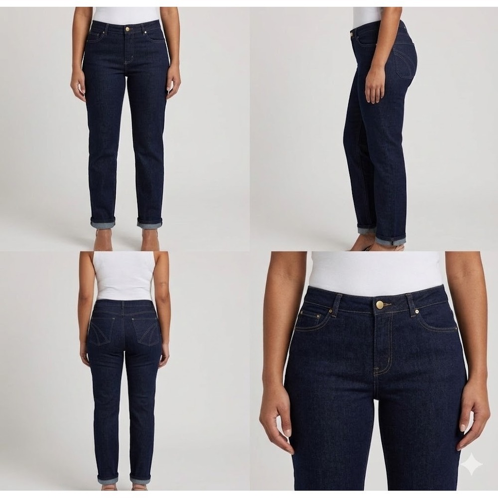 Apparel Collection Straight Jeans Womens 18-R Navy Blue Denim Classic 5-Pockets